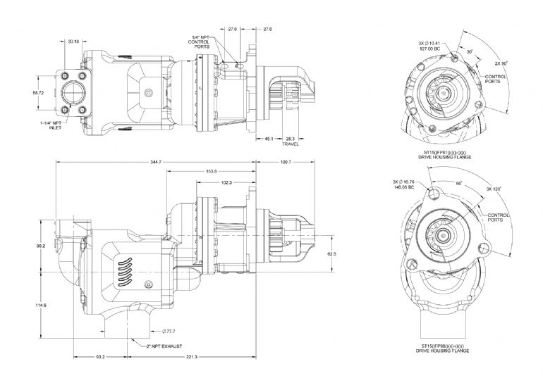 air starters engine barring motors ST150FPDimensionsl